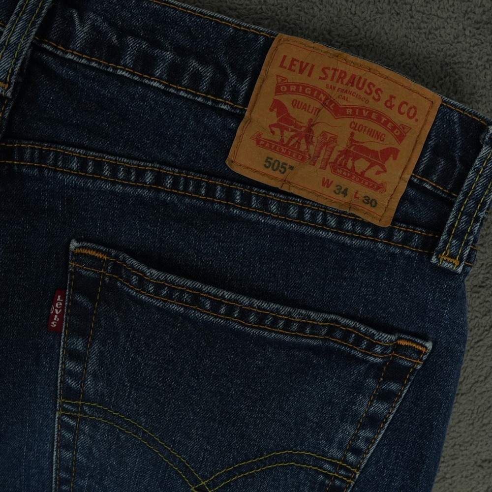 Levi's 505 Jeans Mes 34x30(33x30) Blue Regular Fit Straight Leg Stretch Denim